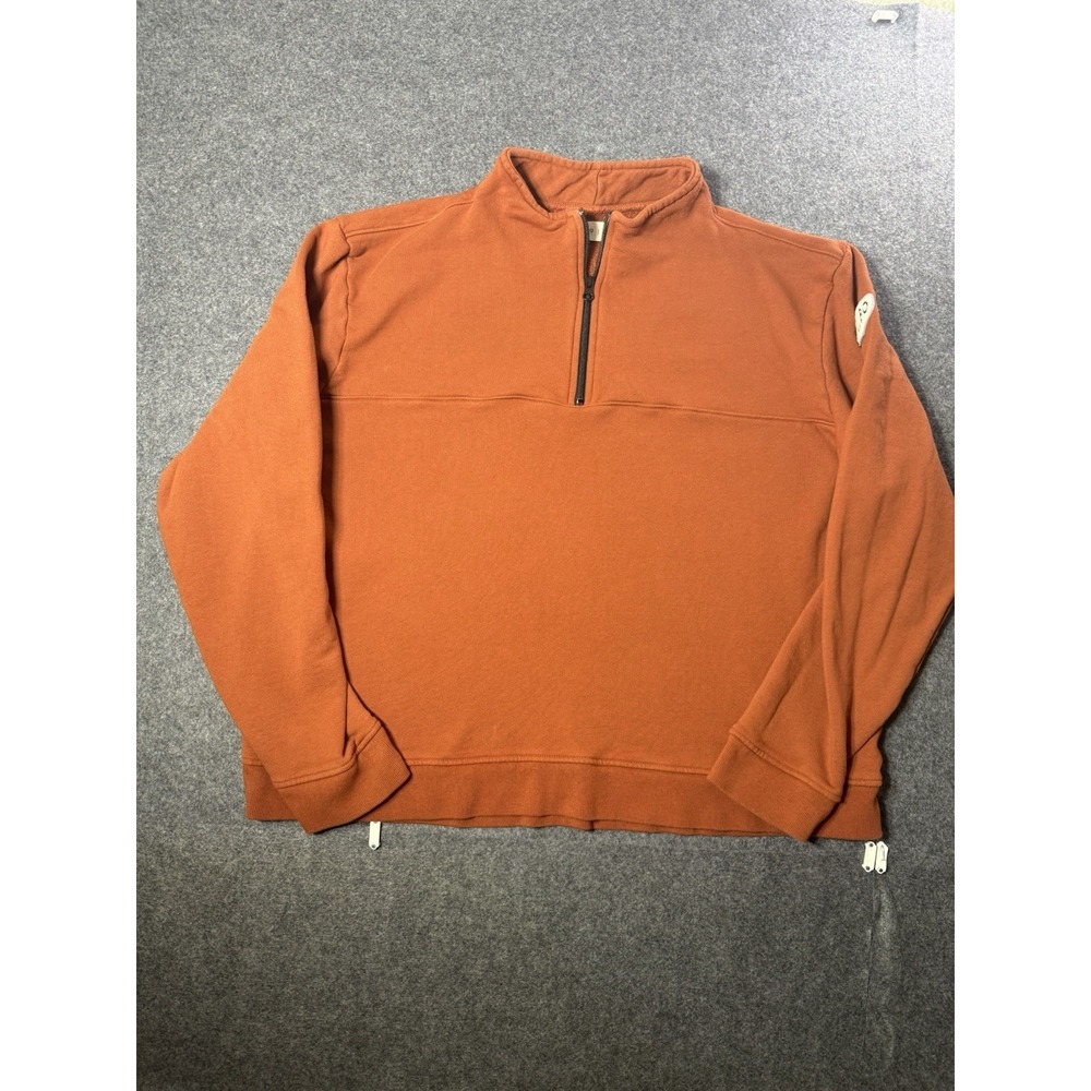 WillBO Orange Cotton Fleece 1/4 Zip Pullover Sweatshirt Large